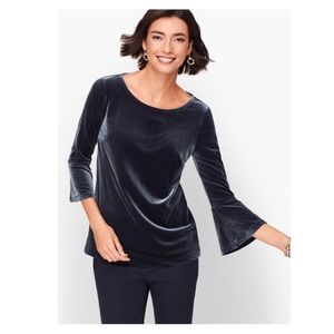 Talbots black velvet long bell sleeve blouse size 2X
